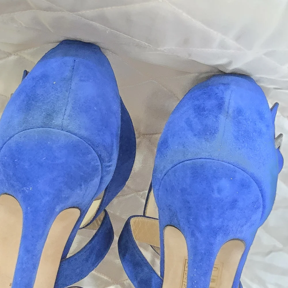 Blue Suede Strappy High-Heel Sandals by Jimmy Choo - Picture 5 of 5